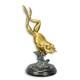 Sculpture Of A Leaping Frog In Bronze On A Marble Base Signed
