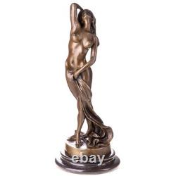 Sculpture of a nude woman in bronze on a black marble base after P. Delor