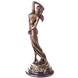 Sculpture of a nude woman in bronze on a black marble base after P. Delor