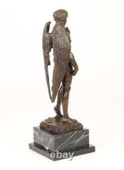Sculpture of the Winged David in bronze on a marble pedestal after Michelangelo