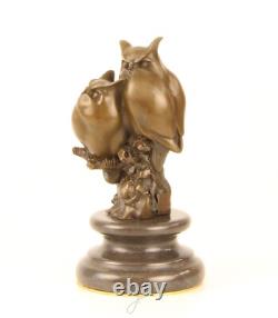 Sculpture of two owls in bronze on a marble base after L. Bistolfi