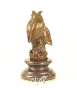 Sculpture of two owls in bronze on a marble base after L. Bistolfi