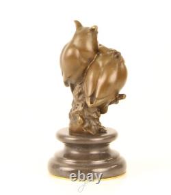 Sculpture of two owls in bronze on a marble base after L. Bistolfi