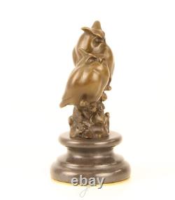 Sculpture of two owls in bronze on a marble base after L. Bistolfi