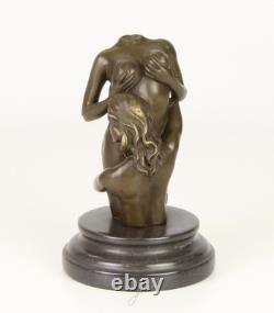 Sculpture of two women in bronze on a black marble base after Nick