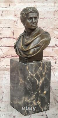 Sensual Erotic Male Bust Signed Bronze Marble Statue Art Deco Sculpture