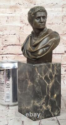 Sensual Erotic Male Bust Signed Bronze Marble Statue Art Deco Sculpture