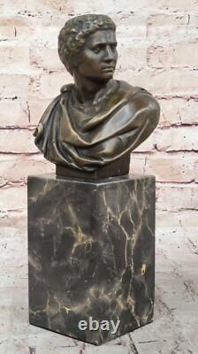 Sensual Erotic Male Bust Signed Bronze Marble Statue Art Deco Sculpture