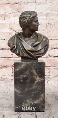 Sensual Erotic Male Bust Signed Bronze Marble Statue Art Deco Sculpture