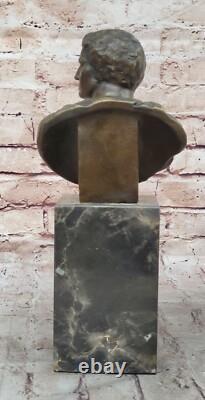 Sensual Erotic Male Bust Signed Bronze Marble Statue Art Deco Sculpture