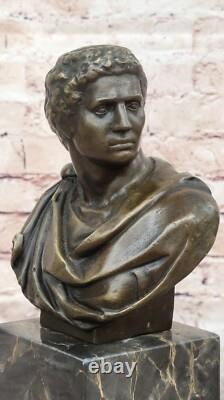 Sensual Erotic Male Bust Signed Bronze Marble Statue Art Deco Sculpture