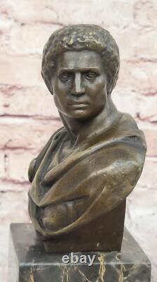 Sensual Erotic Male Bust Signed Bronze Marble Statue Art Deco Sculpture