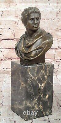 Sensual Erotic Male Bust Signed Bronze Marble Statue Sculpture Art Deco