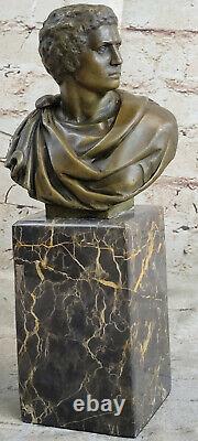 Sensual Erotic Male Bust Signed Bronze Marble Statue Sculpture Art Deco