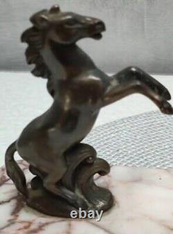 Serre Books Vintage Art Deco Bronze Horses And Marble Signed Tedd