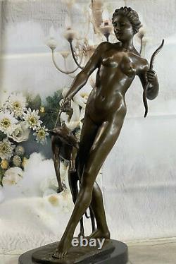 Sign Chair Diana The Hunter With Hunting Dog Bronze Sculpture Marble Statue