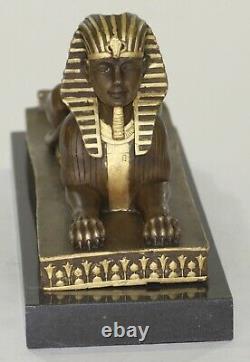 Signage Vintage Mythological Creature Sphinx Egyptian Art Seco Marble Sculpture N