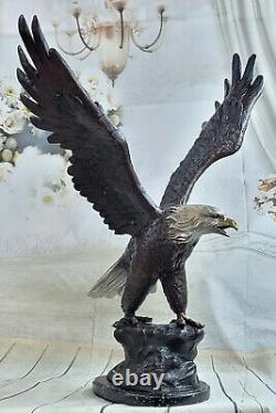 Signature Bronze Statue Monumental Dimension Eagle Flight On Base Marble