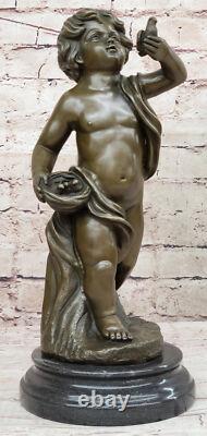 Signe Moreau Boy Chair Bronze Sculpture Statue Art Deco Marble Base Deal