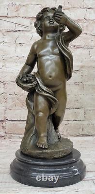 Signe Moreau Boy Chair Bronze Sculpture Statue Art Deco Marble Base Deal