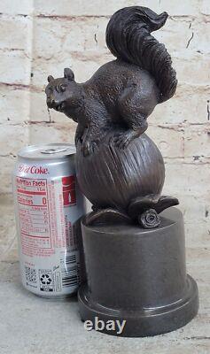 Signe Paurtrot Bronze Marble Squirrel Sculpture Vintage Art Deco Statue Figurine