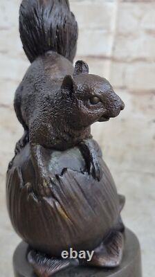 Signe Paurtrot Bronze Marble Squirrel Sculpture Vintage Art Deco Statue Figurine