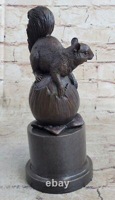 Signe Paurtrot Bronze Squirrel Marble Vintage Sculpture Figurine Art Deco