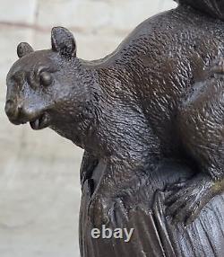 Signe Paurtrot Squirrel Bronze Marble Sculpture Vintage Statue Figurine Gift