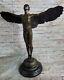 Signed A.a. Weinman, Bronze Chair Icarus Sculpture Art Deco Marble Base