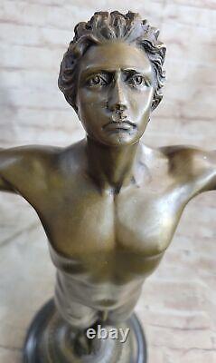 Signed A.A. Weinman, Bronze Chair Icarus Sculpture Art Deco Marble Base