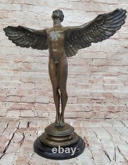 Signed A. A. Weinman, Bronze Sculpture of Nude Icarus, Art Deco, Marble Base
