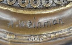 Signed A. A. Weinman, Bronze Sculpture of Nude Icarus, Art Deco, Marble Base