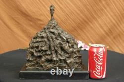 Signed Abstract Modern Art Male Bronze Sculpture Mid-Century Marble Art Figurine