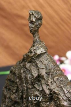 Signed Abstract Modern Art Male Bronze Sculpture Mid-Century Marble Art Figurine