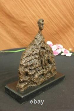 Signed Abstract Modern Art Male Bronze Sculpture Mid-Century Marble Art Figurine