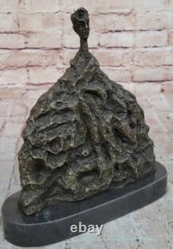 Signed Abstract Modern Art Male Bronze Sculpture Mid-Century Marble Figurine NR