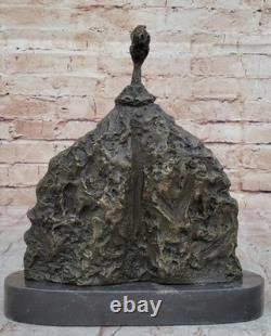 Signed Abstract Modern Art Male Bronze Sculpture Mid-Century Marble Figurine NR