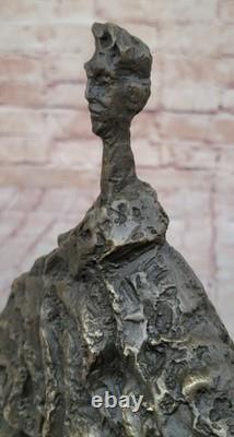 Signed Abstract Modern Art Male Bronze Sculpture Mid-Century Marble Figurine NR