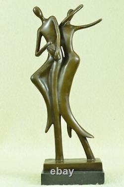Signed Abstract Must We Dance Bronze Sculpture By Milo Marble Base Figure Art
