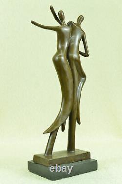 Signed Abstract Must We Dance Bronze Sculpture By Milo Marble Base Figure Art