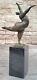 Signed Abstract Prima Ballerina After Botero Bronze Marble Base Sculpture Statue