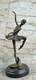 Signed Abstract Prima Ballerina After M. Lopez Bronze Marble Base Sculpture Figure