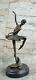 Signed Abstract Prima Ballerina After M. Lopez Bronze Marble Base Sculpture Figurine