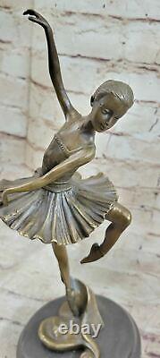 Signed Abstract Prima Ballerina After M. LOPEZ Bronze Marble Base Sculpture Figurine