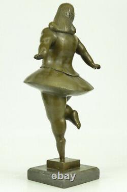 Signed Abstract Prima Ballerine After Botero Bronze Marble Decorative Sculpture