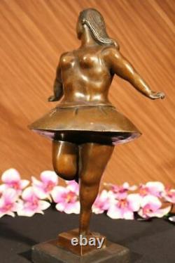 Signed Abstract Prima Ballerine After Botero Bronze Marble Sculpture Figure