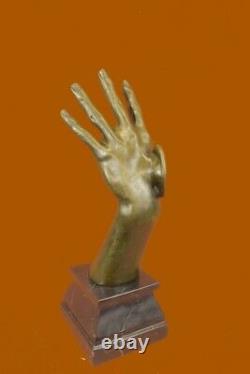 Signed Abstract Walls Have Ears Hand Sculpture Marble Figurine Base Art
