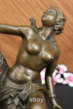Signed Adam Goddess Figurine Bronze Sculpture Marble Base Hot Fonte Gift