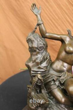 Signed Adam Goddess Figurine Bronze Sculpture Marble Base Hot Fonte Gift