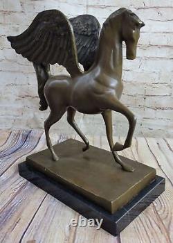 Signed Aldo Vitaleh Pegasus Bronze Fantasy Sculpture on Marble Base Cast
